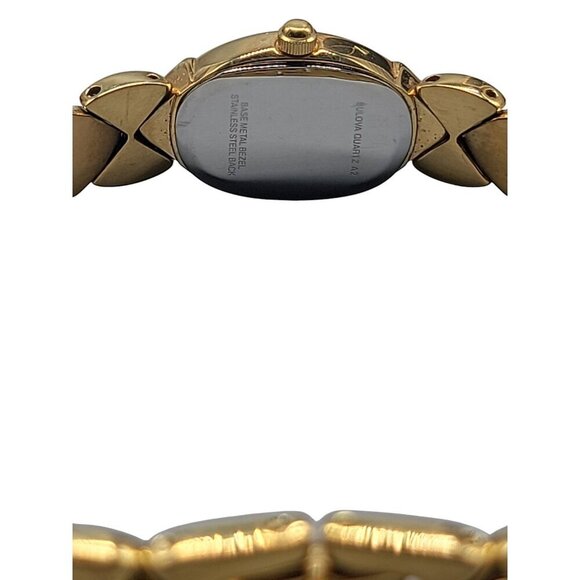 Bulova Ladies Diamond Bow Watch Gold Plated 15mm Silver Tone Dial 7" Band Quartz - Picture 11 of 16